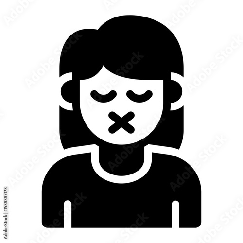 no talk emotion glyph icon woman avatar mute