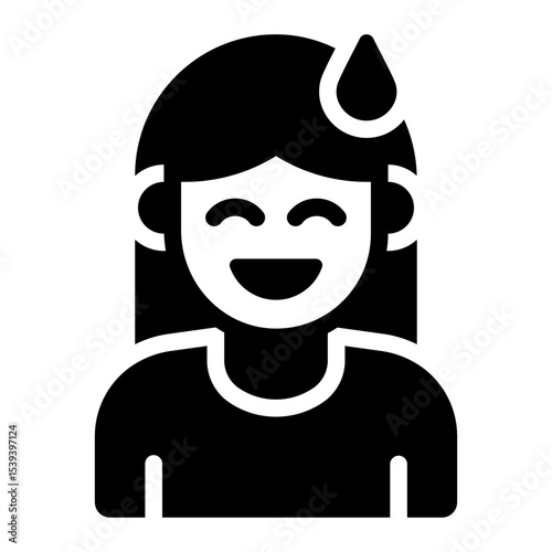 awkward emotion glyph icon woman avatar shy