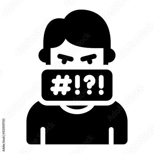cursing emotion glyph icon man avatar angry
