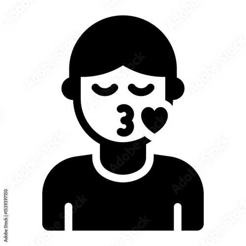 kiss emotion glyph icon man avatar affection