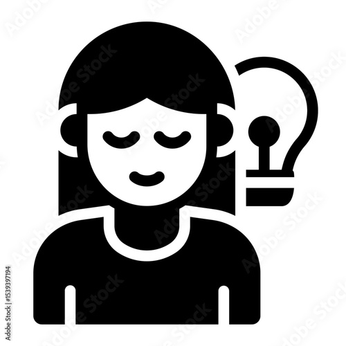 thinking idea glyph icon woman avatar creative