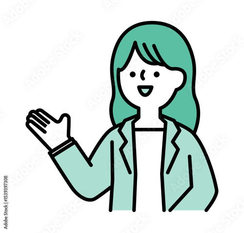 笑顔で話すスーツのビジネスパーソンの女性のベクターイラスト