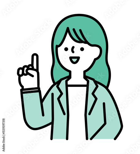 笑顔で説明をしているスーツのビジネスパーソンのベクターイラスト