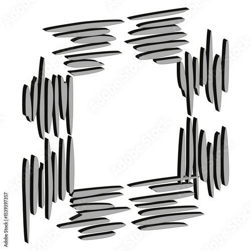 Brush mark square. Abstract stroke shape. Vector black pattern. Hand drawn icon.