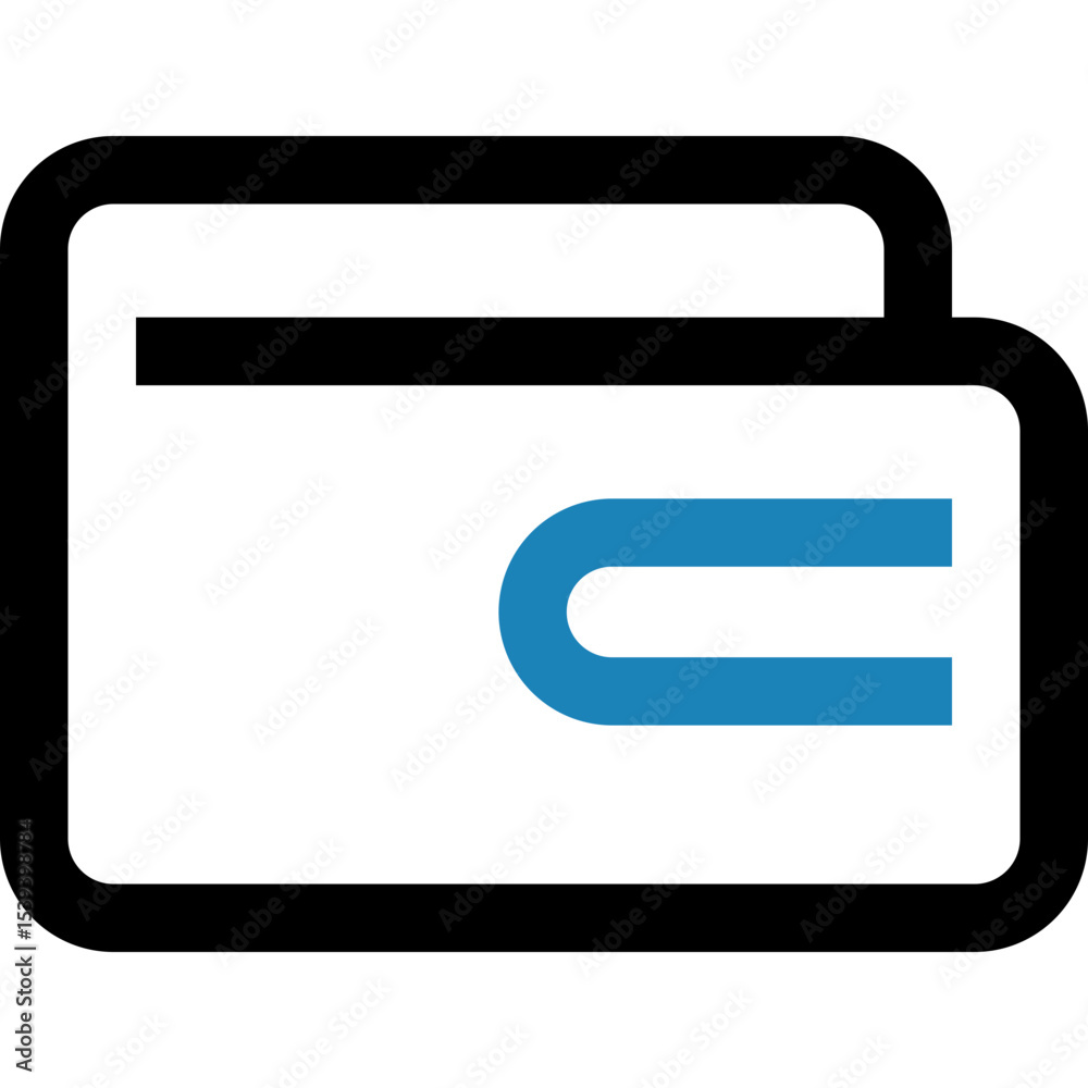 Illustration of a wallet with a blue clasp and black outline on a white background design vector Illustration of a wallet with a blue clasp and black outline on a white background design vector