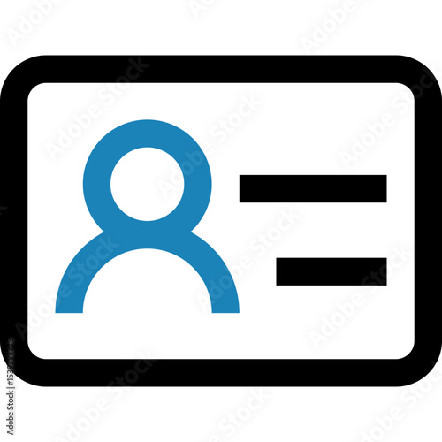 Identification card icon with rounded corners displaying a user profile and information bars