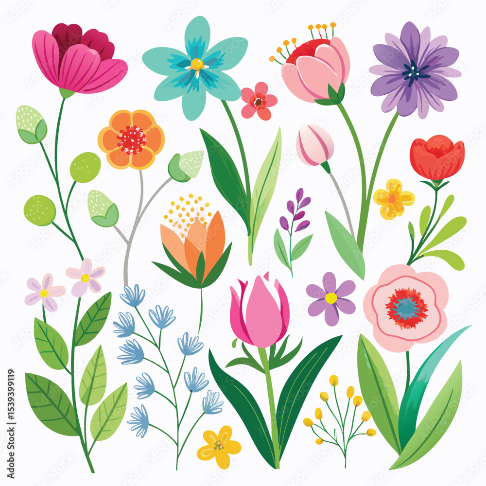 custom made wallpaper toronto digitalcolorful flowers minimalistic spring florals set