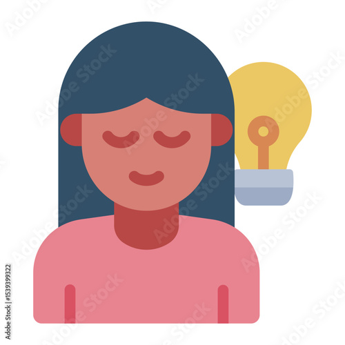 thinking idea flat icon woman avatar creative