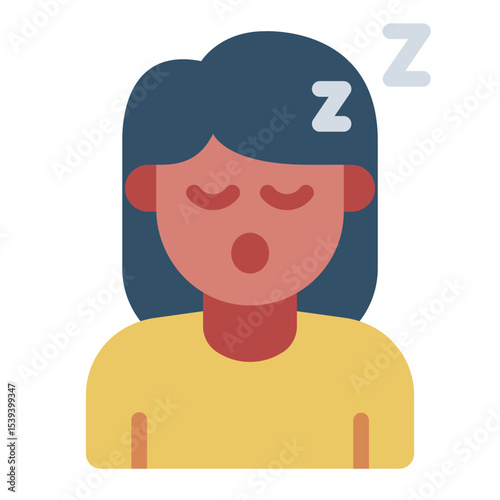 sleepy tired flat icon woman avatar yawning