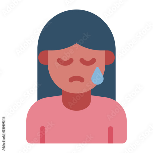 sad emotional flat icon woman avatar cry