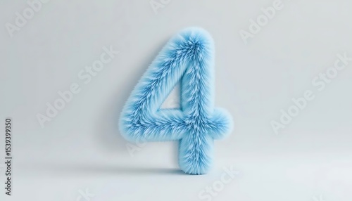 Fluffy soft blue letter '4' in Soft Texture	