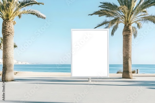 Vertical Blank Lightbox with White Mockup Space on Wall: Sleek Advertising Display for Modern Urban Branding