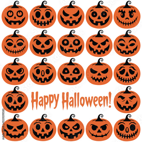 scary round halloween decals isolated vector illustration on white background