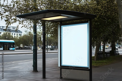 Blank Billboard in a Bus Shelter: Strategic Transit Advertising for Urban Brand Visibility