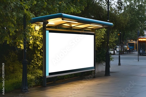Blank Billboard in a Bus Shelter: Strategic Transit Advertising for Urban Brand Visibility