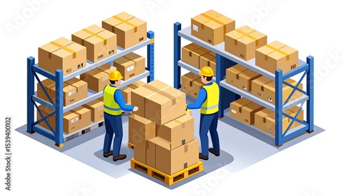 Warehouse Workers Packing Boxes.