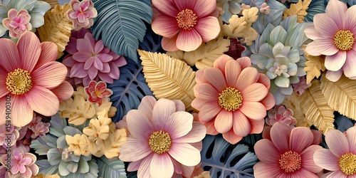 Stunning Floral Background Pastel Blooms  Textures