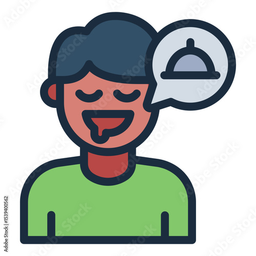 hungry emotion filled line icon man avatar craving