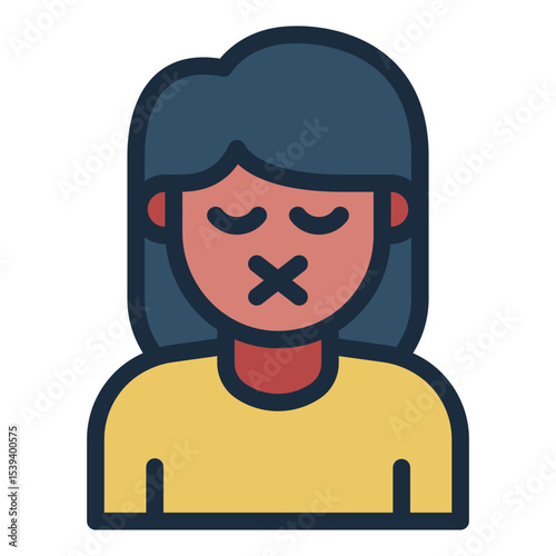 no talk emotion filled line icon woman avatar mute