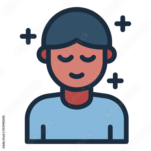 calm meditation filled line icon man avatar peace