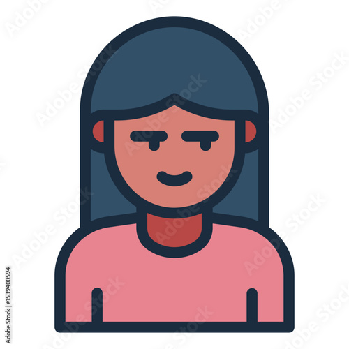 smirk emotion filled line icon woman avatar sarcastic