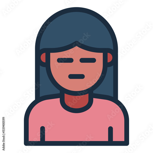 expressionless emotion filled line icon woman avatar blank