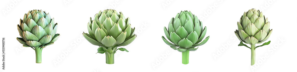 set of artichoke isolated on transparent background set of artichoke isolated on transparent background