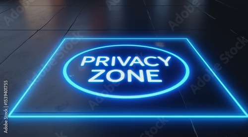 cyber privacy rights concept. Neon sign indicating a designated privacy area.