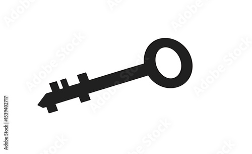 Simple black key icon symbolizing security and access.