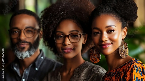 Smiling family in traditional and modern clothing. Intergenerational pride and heritage. Celebrating culture and connection during African American Heritage Month