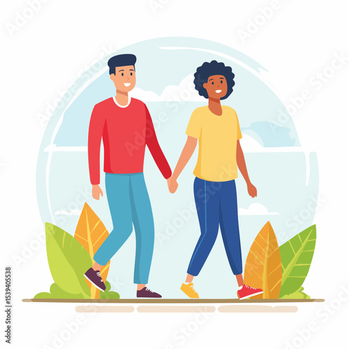 A same-gender couple holding hands while walking, symbolizing love, pride, and everyday inclusion.