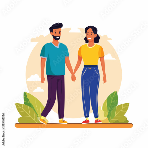 A same-gender couple holding hands while walking, symbolizing love, pride, and everyday inclusion.
