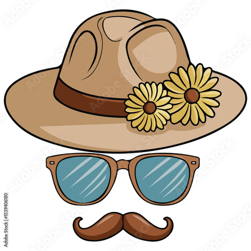 tropical hawaii face mask for selfies isolated vector illustration on white background