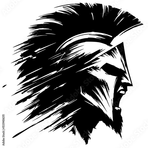 Silhouette of an angry spartan