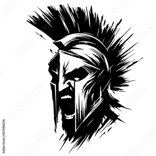 Silhouette of an angry spartan