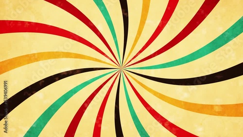 Retro spiral burst colourful background animation. 4K Video