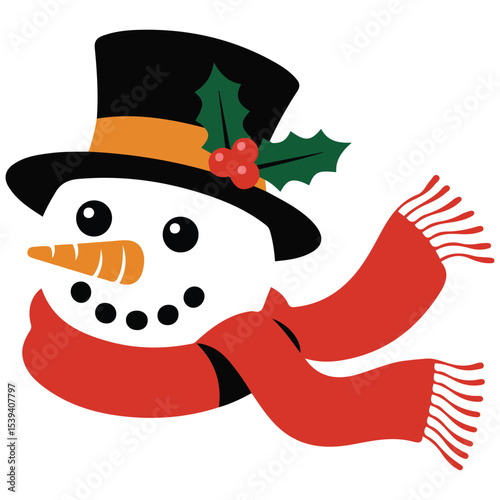 snowman face mask for christmas photos isolated vector illustration on white background