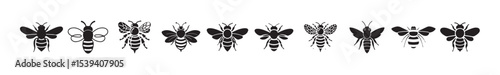 Honey bee icon vector silhouette illustration isolated on white background, vector illustration eps 10.