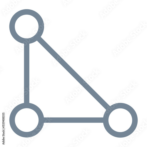 Illustration of a gray triangle shape with rounded corners on each vertex connected by lines design
