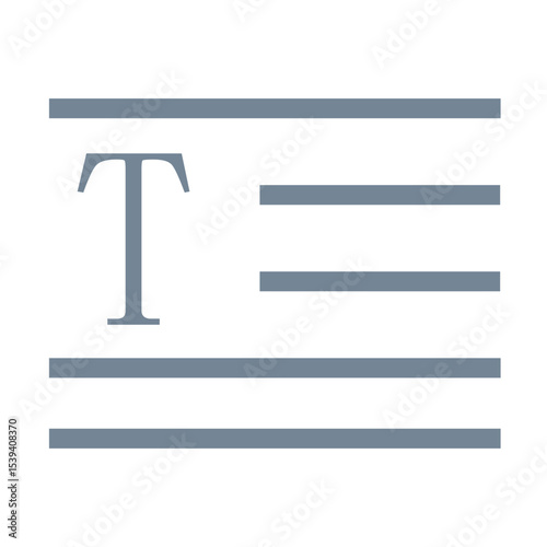 Illustration of a capital t with horizontal lines resembling text or a paragraph layout design graphic