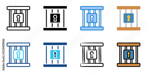 Jail icon set multiple style collection 
