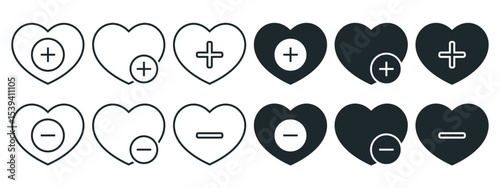 Add and delete wishlist icon. Illustration vector