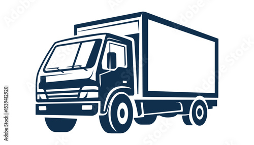 Navy blue color truck icon minimalist design