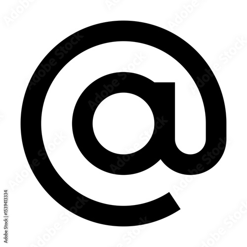 A simple black and white rendering of the at symbol used in email addresses on a plain background