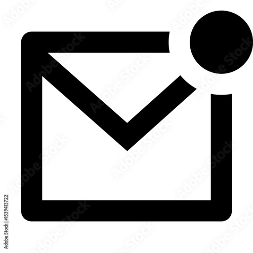 An illustration of a message notification with a black circle in the upper right corner icon design