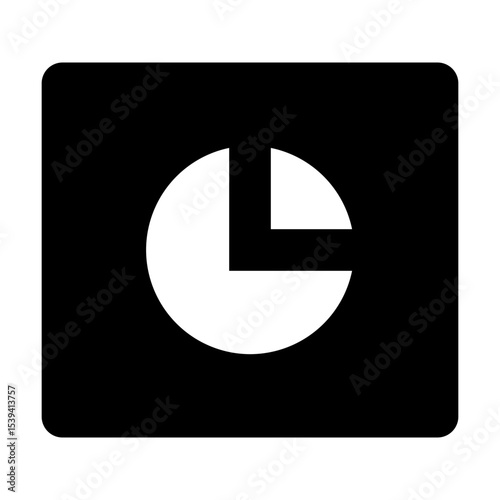 Black square containing a white circle with a right angle shape cut out of the upper right quadrant