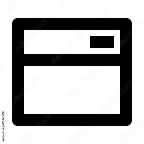 Illustration of a simple rounded rectangle shape with a smaller rectangle inside at the top right 100