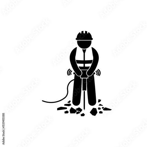 Construction Worker with Jackhammer Icon