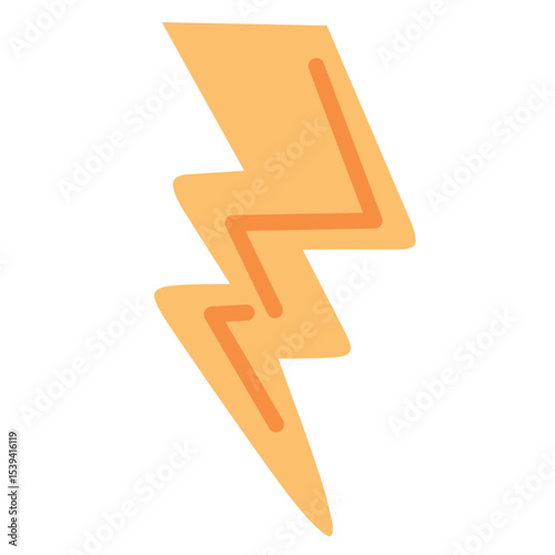 Bold orange lightning bolt icon in abstract shape. Strong and dramatic for electrical energy, storm alerts, flash icons, high voltage warnings, or dynamic weather and tech visuals.