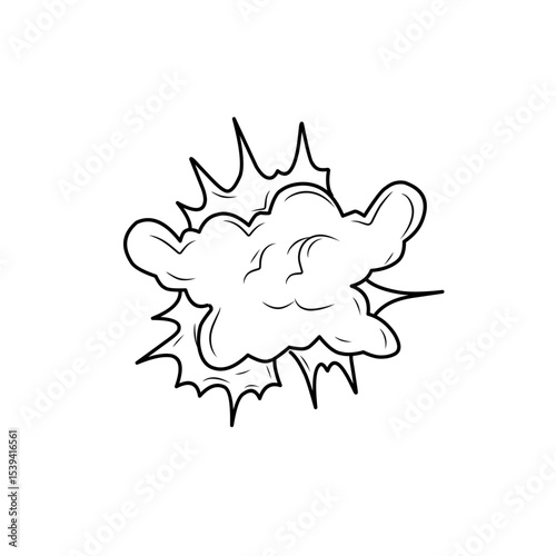 hand drawn comic explosion smoke cloud icon